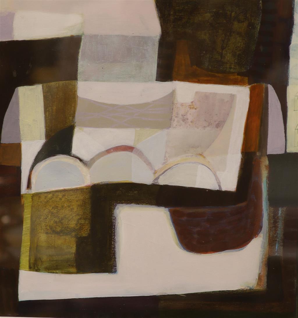 Ann Davies (b.1966), mixed media, Untitled abstract, label verso, 26 x 26cm